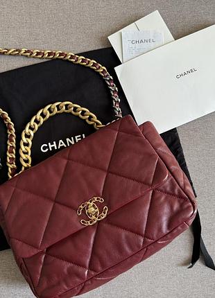 Сумка chanel 19 оригінал бордо шанель