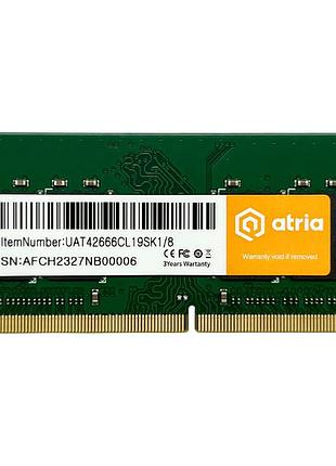 Оперативна пам'ять atria so-dimm ddr4 8 гб 2666 мгц green (uat42666cl19sk1/8)