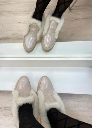 Lux обувь! лоферы женские зима деми норка5 фото