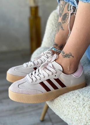 Бежевые замшевые кроссовки adidas samba putty mauve pink bordo x адидас самба 37