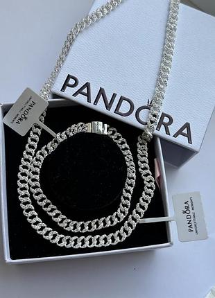 Найпопулярніший набір прикрас pandora — кольє pavé та браслет «сяюче pavé» кубинського плетіння