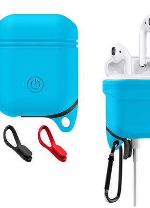 Cиликоновый чехол primo sherp для apple airpods - light blue