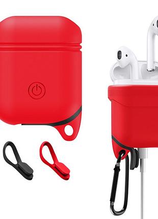 Cиликоновый чехол primo sherp для apple airpods - red