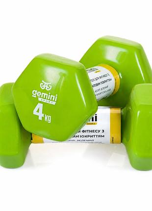 Гантели gemini sport для фитнеса с виниловым покрытием 2шт по 4.0кг gsd-4.0gr