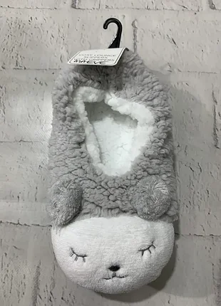 Новые пушистые домашние тапочки-носки dunnes stores зайки, теплые меховые чуни, размер m/l