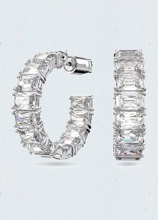 Сережки жіночі swarovski matrix з кристалами, сріблясті (є коробка)
