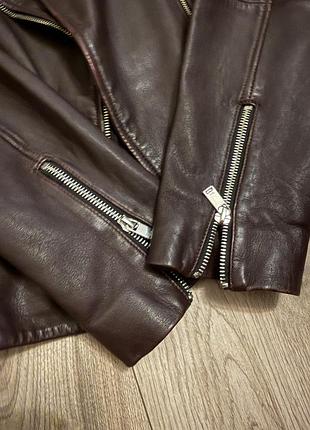 Жіноча шкіряна куртка осінна edc by esprit м-38 бордова бургунді італія