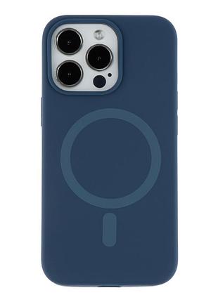 Чехол силиконовый glow silicone case с magsafe для iphone 13 pro max защита от царапин темно-синий