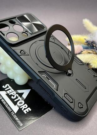 Чехол для iphone 16 pro max бронированный со шторкой на камеру magsafe противоударный с кольцом-подставкой new