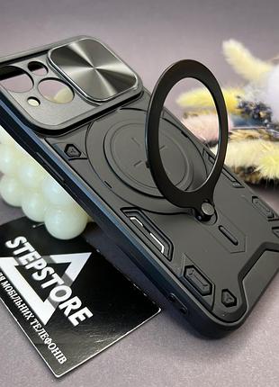 Чохол для iphone 14 plus 6.7 броньований зі шторкою на камеру magsafe протиударний із кільцем-підставкою