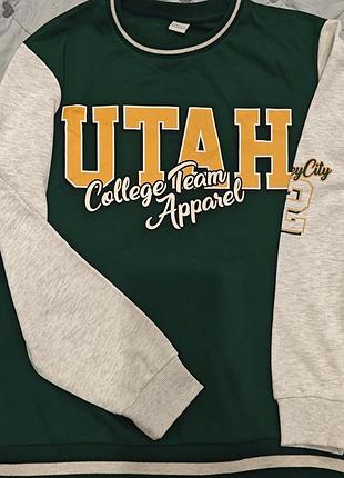 Світшот для хлопчика lcv utah college team apparel зелений із сірими рукавами, розмір 158–164 см
