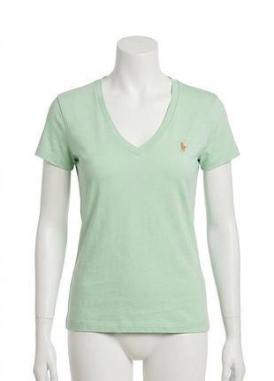 Футболка жіноча ralph lauren м'ятний колір з v-подібним вирізом