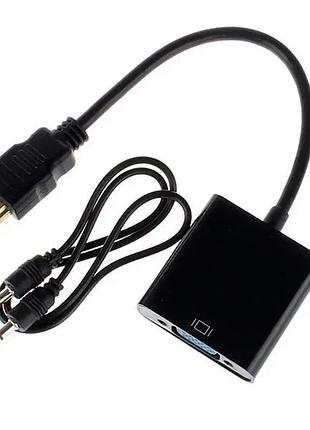 Конвертер переходник hdmi в vga аудио адаптер черный