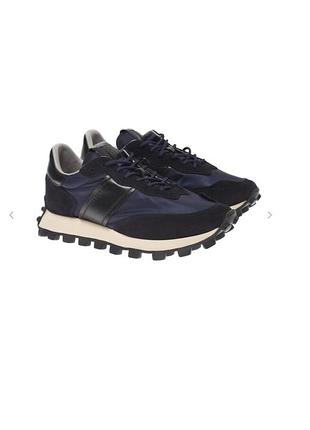 Темно-сині чоловічі кросівки tod's 1t (замша та текстиль) із гладкими шкіряними вставками та характерною масивною гумовою підошвою з протектором
