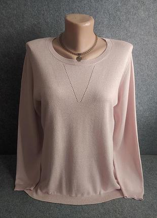 Ніжний базовий тонкий джемпер у пастельно-рожевому кольорі з люрексовою ниткою 48-50-52 розміру