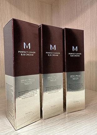 Зволожуючий та матуючий bb крем для обличчя missha perfect cover bb cream spf 42 nº 23 13 та 21 50мл