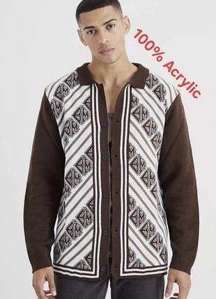 Шикарный акриловый кардиган коричневого цвета boohoo man made in uk с биркой