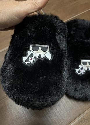 Капці жіночі karl lagerfeld чорні хутряні