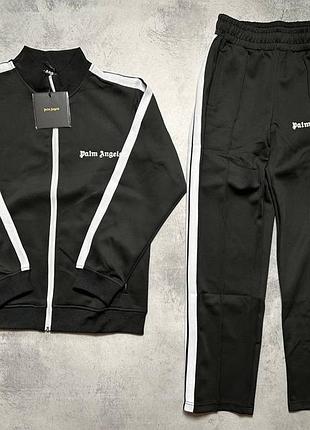Спортивний костюм чоловічий palm angels чорний з лампасами