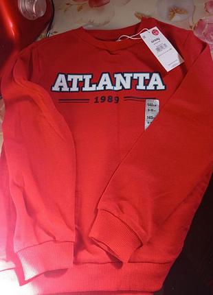 Світшот для хлопчика червоний з написом atlanta