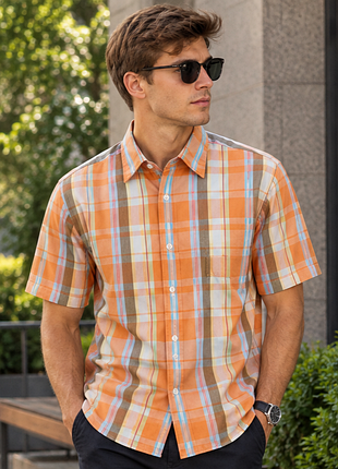 Рубашка с короткими рукавами в разноцветную полоску gant regular fit handloom mandras