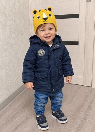 Шапка на флисе тигренок 0-12 месяцев