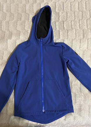 Куртка soft shell для підлітків, синя, утеплена флісом, зріст 130-148 см