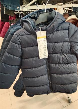 Куртка для хлопчика утеплена, синьо-бежева