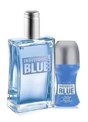 Чоловічий набір individual blue (з туалетна вода 100 мл + кульковий дезодорант) avon евон ейвон avon