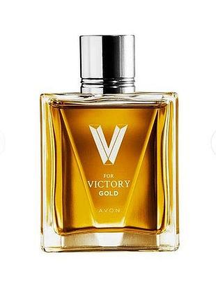 Чоловіча парфумерна вода: avon v for victory gold 75 мл. фужерно-деревний аромат