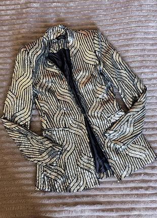 Піджак жіночий zara в паєтки, срібний , розмір s