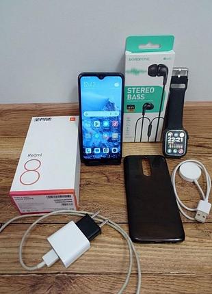 Смартфон xiaomi redmi 8 + сарт годинник  + наушники