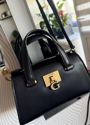Крос-боді жіноча guess stephi mini satchel чорна зі штучної шкіри