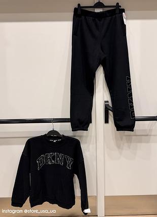 Жіночий спортивний костюм dkny чорний на флісі зі стразами