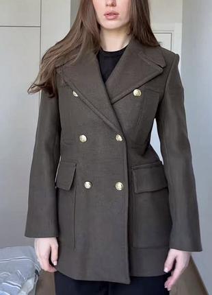 Новое шерстяної пальто zara в роскошном цвете в размере  34/xs