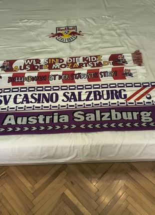 Red bull salzburg, austria, casino - фанатский клубный коллекционный редкий - шарф -4 шт. + бандана - 40х 85 см