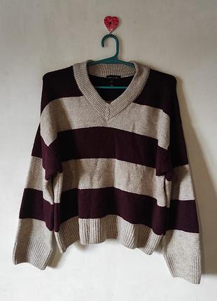 Светр в смужку з v-вирізом new look (розмір m)