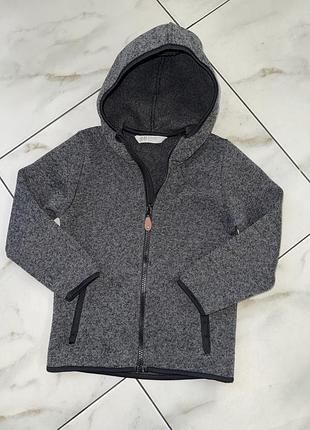 Вязанная флиссовая кофта на молнии с капюшоном h&m 4-5 лет (104-110см) на мальчика
