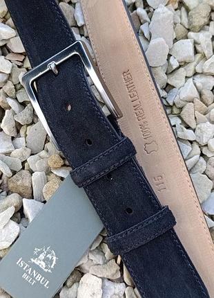 Мужской ремень из натуральной замши черного цвета istanbul belt ширина 4 см