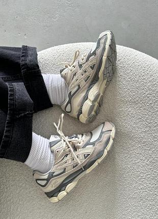 😍 жіночі кросівки asics gel-nyc grey/beige