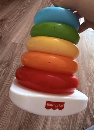 Розвивальна пірамідка fisher-price для малюків, різнокольорова, пластик