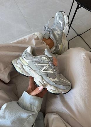 Кроссовки new balance 9060 light grey white leather