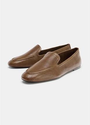 Лофери жіночі zara карамельні шкіряні