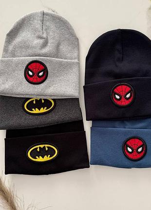 Дитяча улюблена шапочка для хлопчиків spider-man та batman спайдермен бетмен