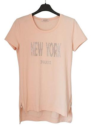 Жіноча футболка just&beauty з написом new york paris, персикова