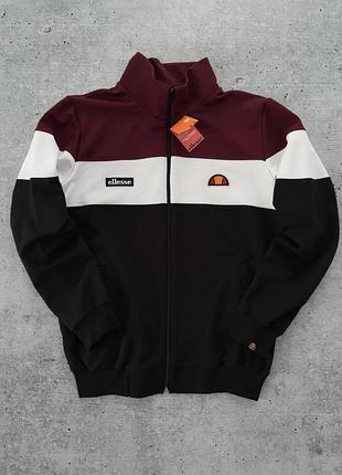 Зіп кофта ellesse чоловіча бордова/чорна демісезон s / m / l / xl / xxl