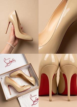 Туфлі жіночі christian louboutin бежеві, підбори 12 см