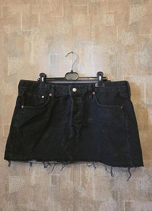 Жіноча мініспідниця &denim h&m чорна джинсова (розмір l / eur 40)