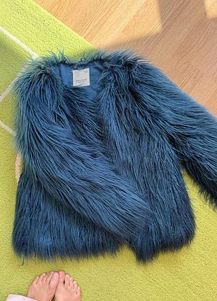 Шуба для дівчинки zara girls синя, розмір 13-14 років / 164 см