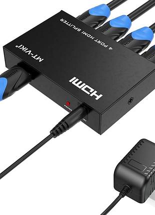 Mt-viki 4k hdmi сплітер 1 вход 4 виходи, з адаптером живлення, тільки дзеркало